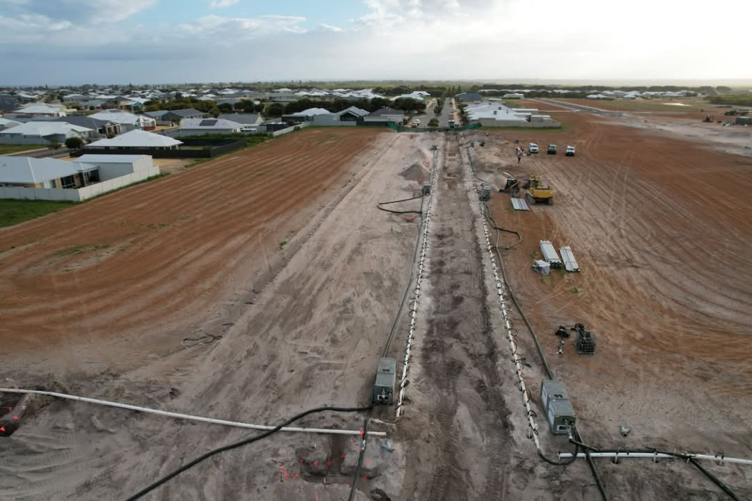 Drainage trenching and stormwater works with excavator