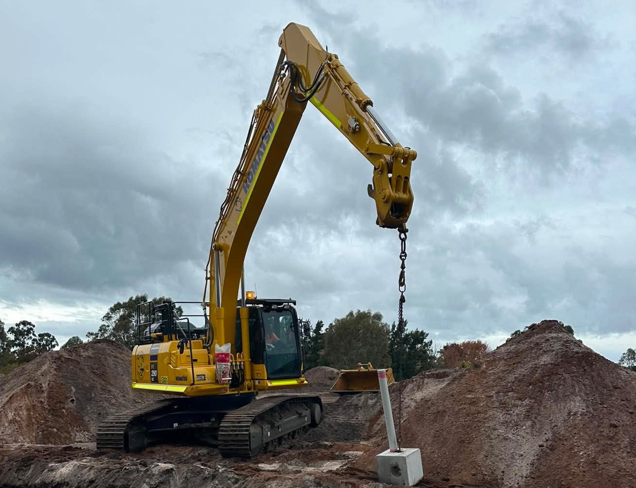 Excavators on a civil earthworks project