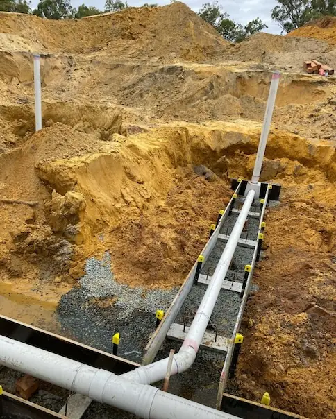 Formwork preparation for pile and keel sewer main construction